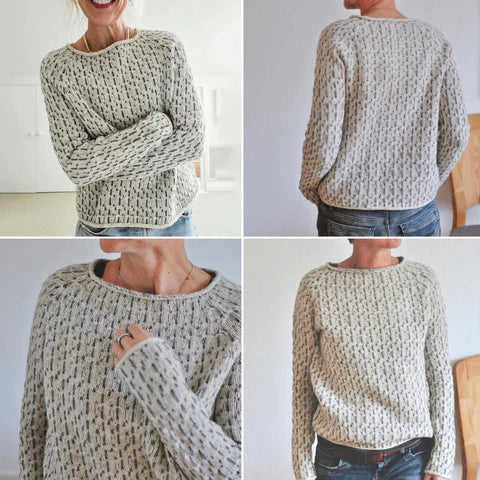 Louisa - chic gray sweater with round neckline