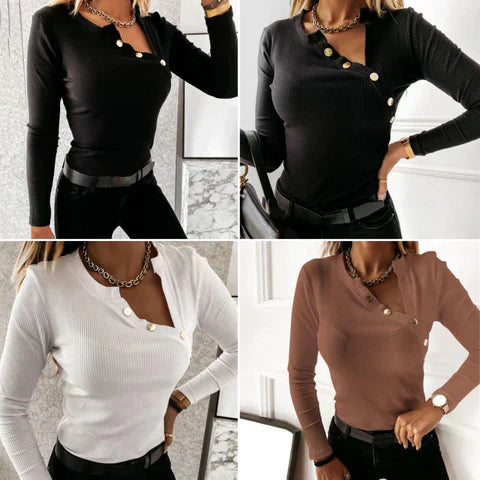 Samine - tops with button decoration
