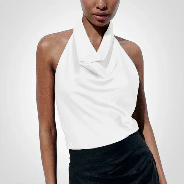 Sonya - satin halter neck crop top