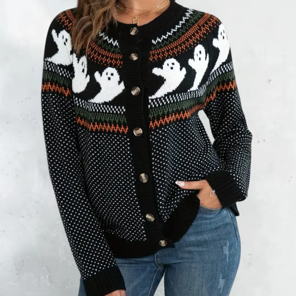 Marika - enchanting cardigan with ghost motif