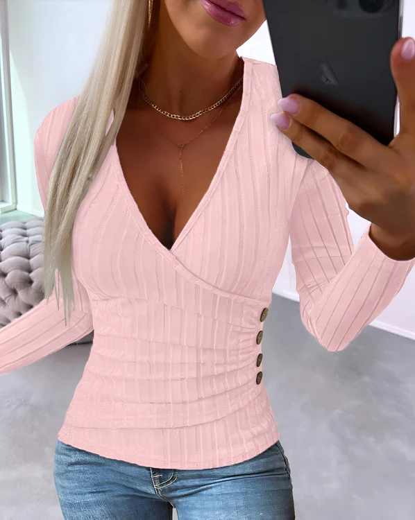 Adelheid - elegant v-neck long sleeve top for women