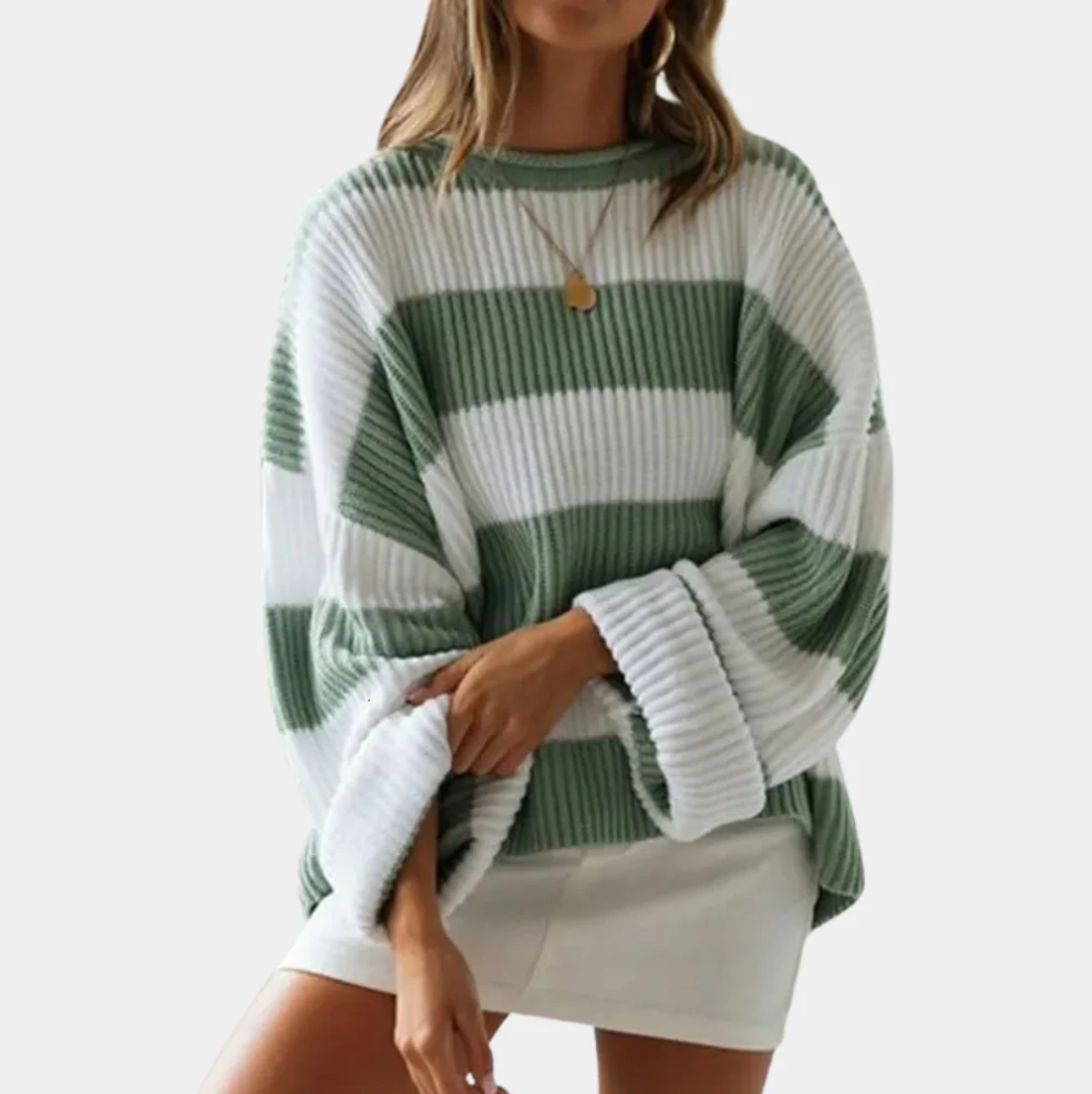 Mathilde - trendy large sizes striped women's jumper for ultimate comfort