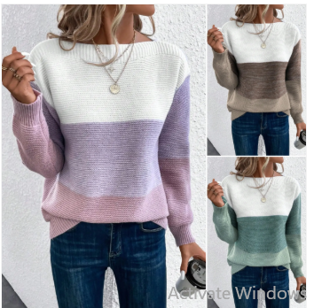 Clara - elegant three-color patchwork sweater