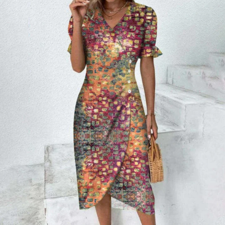 Amalia | chic midi wrap dress for women pure elegance