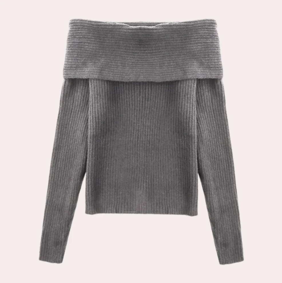 Leorina - stylish off-shoulder sweater for women with an elegant knitted pattern