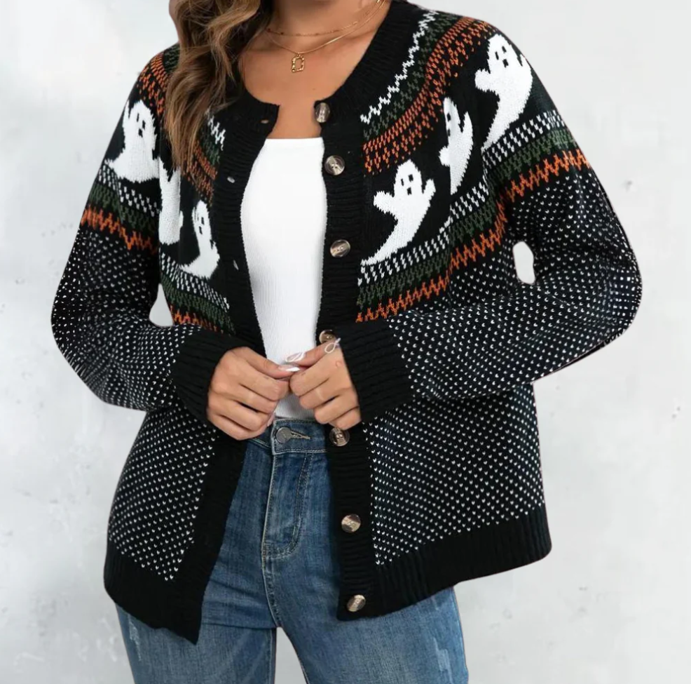 Marika - enchanting cardigan with ghost motif