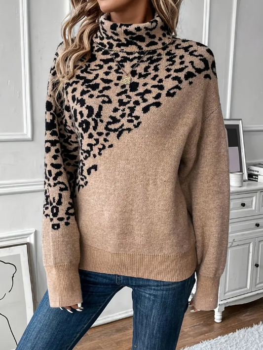 Zoila - knitted sweater with leopard print