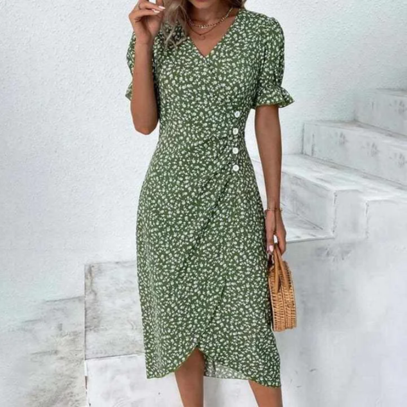Amalia | chic midi wrap dress for women pure elegance