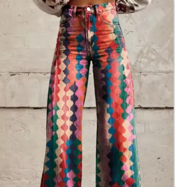 Anzhela - wide trousers with colorful print