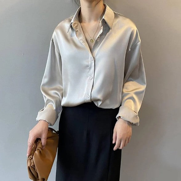 Airlea – elegant satin blouse with long sleeves
