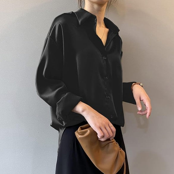 Airlea – elegant satin blouse with long sleeves