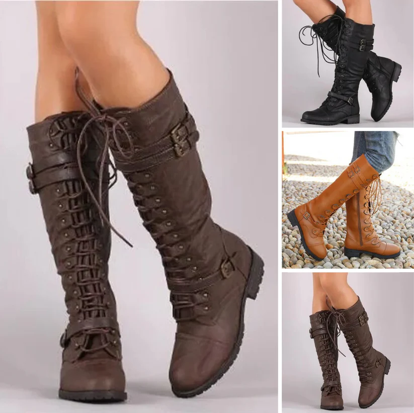 Lulu - retro lace-up boots with buckle