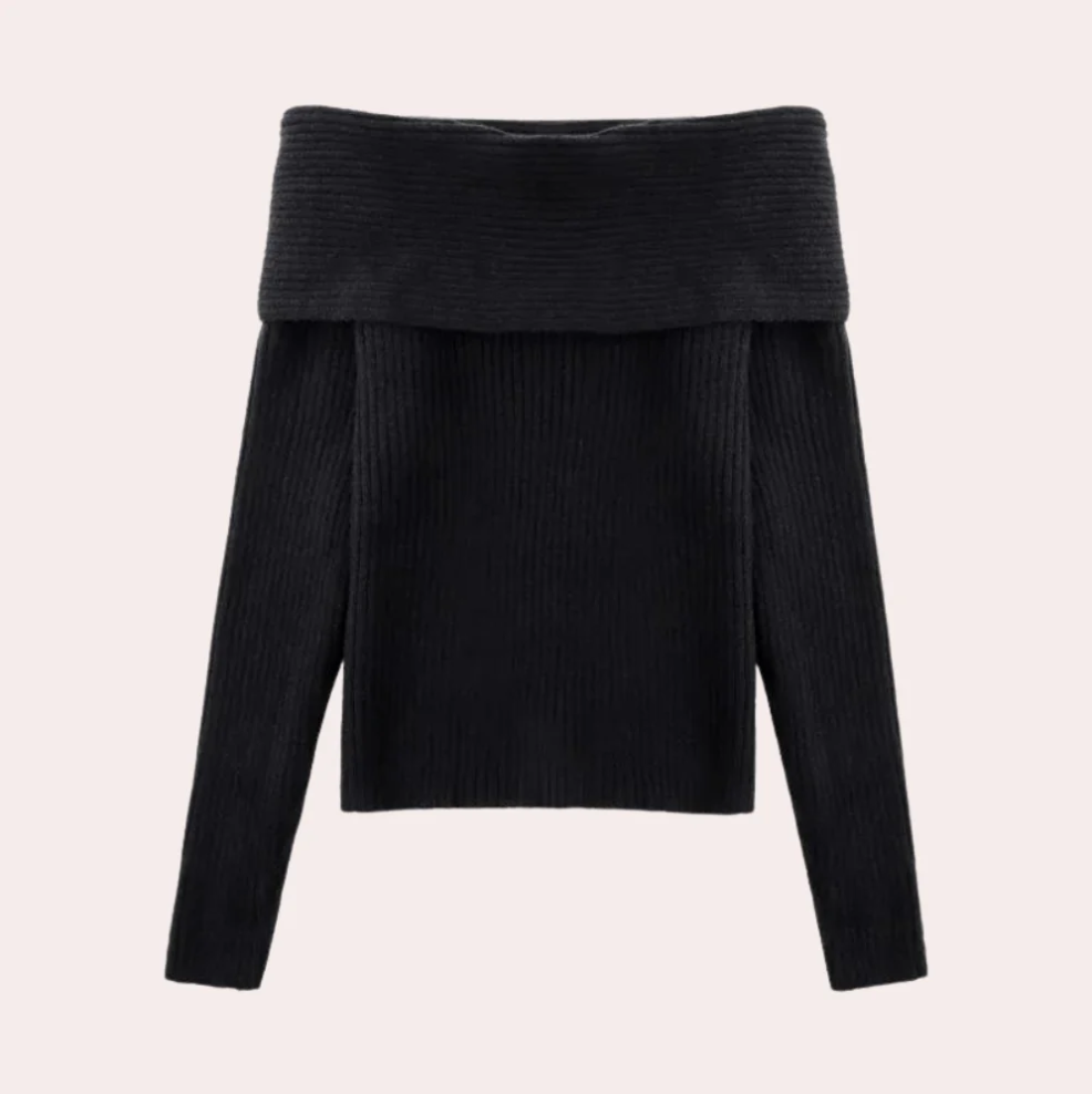 Leorina - stylish off-shoulder sweater for women with an elegant knitted pattern
