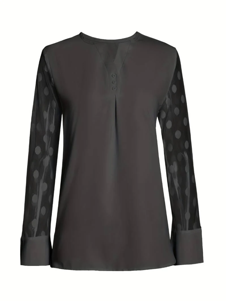 Amalia - knit blouse women's v-neck button placket