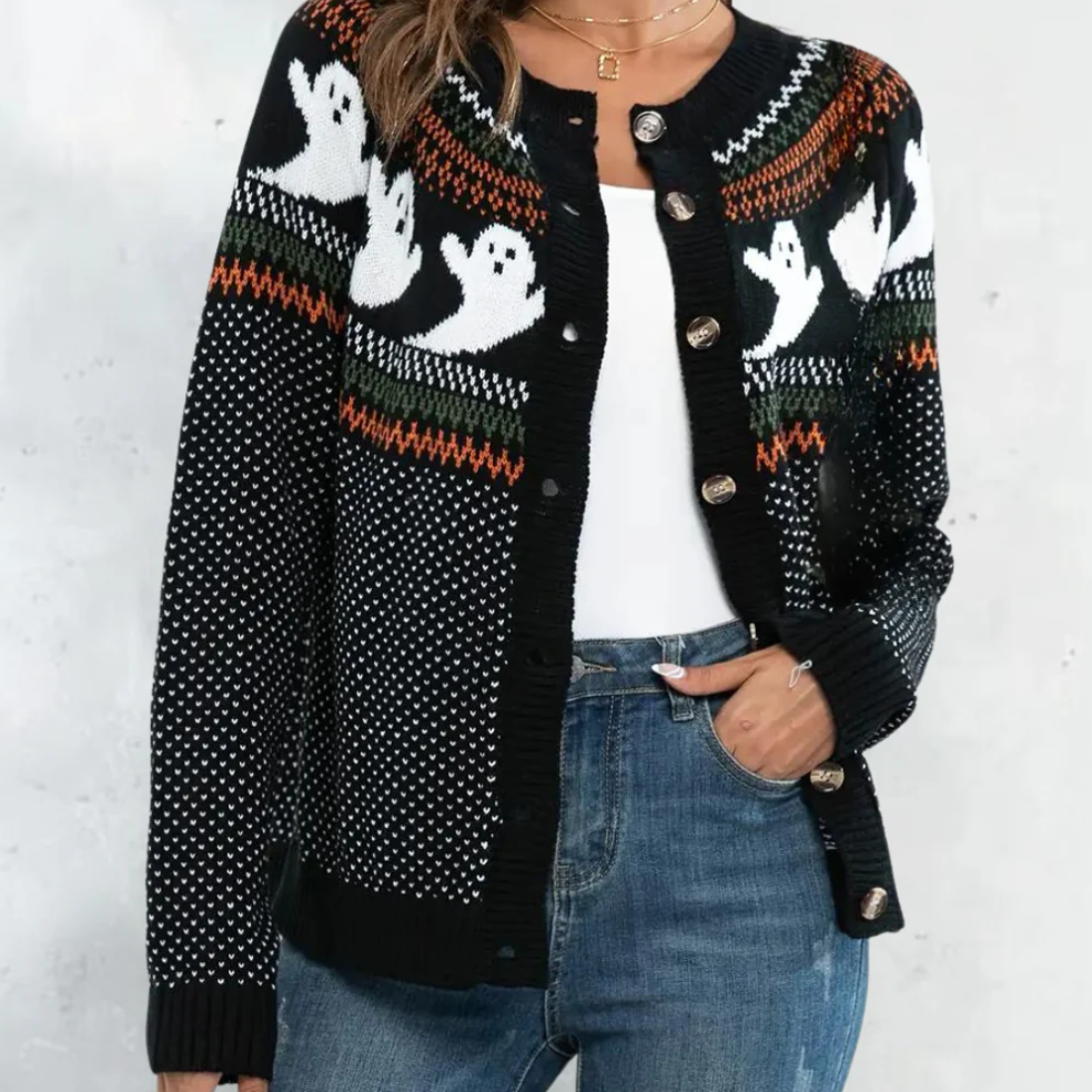Marika - enchanting cardigan with ghost motif