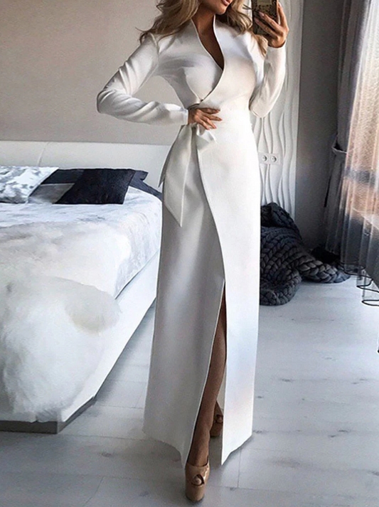 White maxi dress with wrap look
