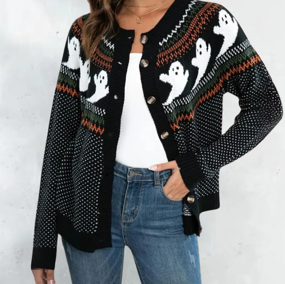 Marika - enchanting cardigan with ghost motif