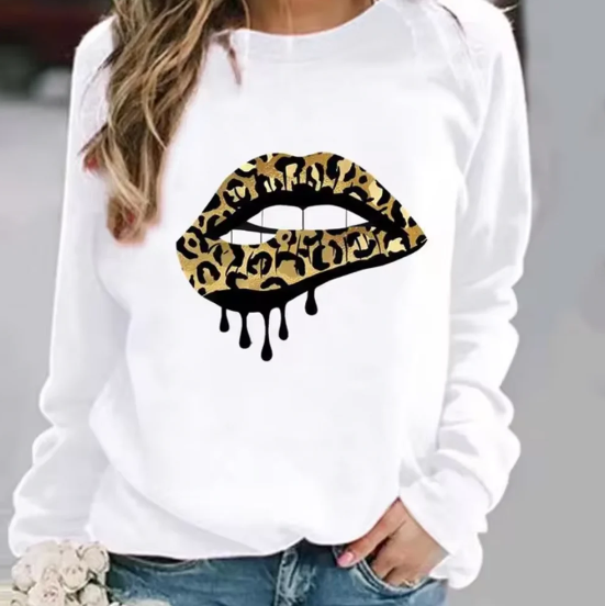 Halia - cotton jumper with lip print