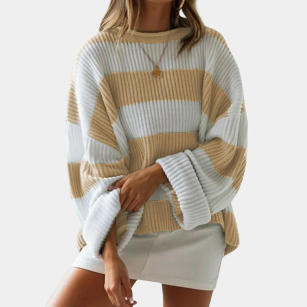 Mathilde - trendy large sizes striped women's jumper for ultimate comfort