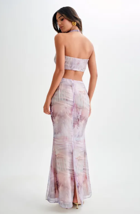 Jeanne | maxi skirt with ruffles and shell motif