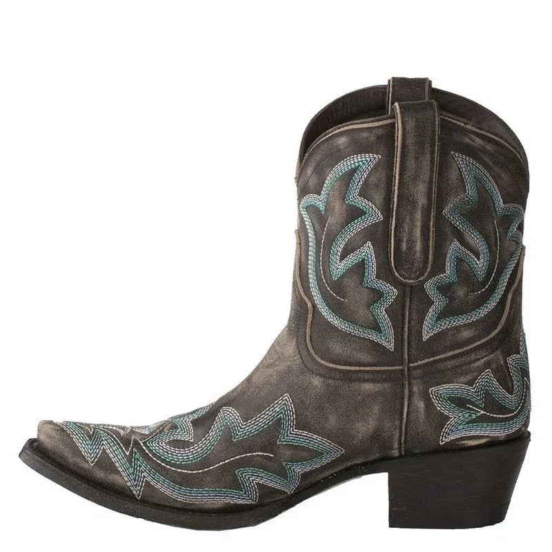 Embroidered leather cowboy boots - Laurice