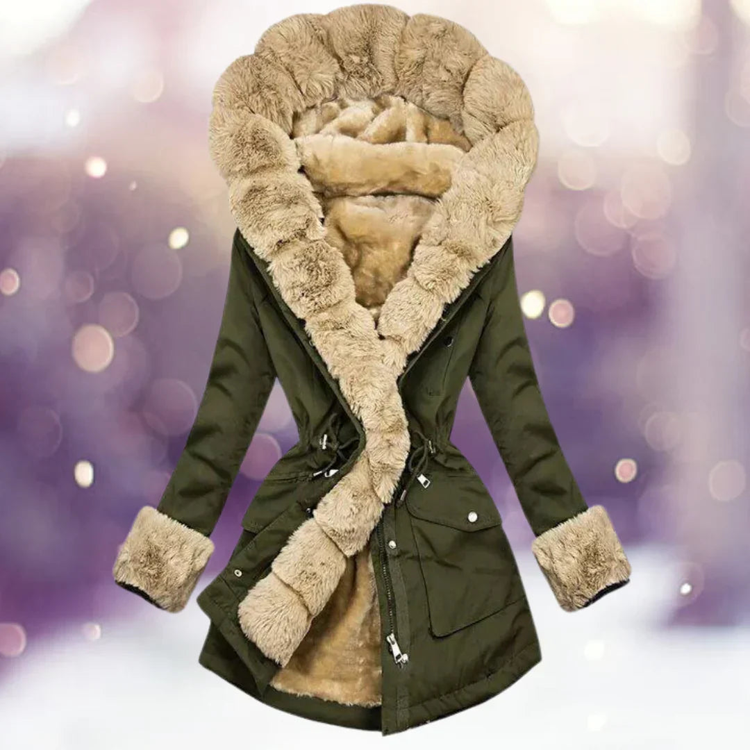 Warm winter coat with fur lining for ladies