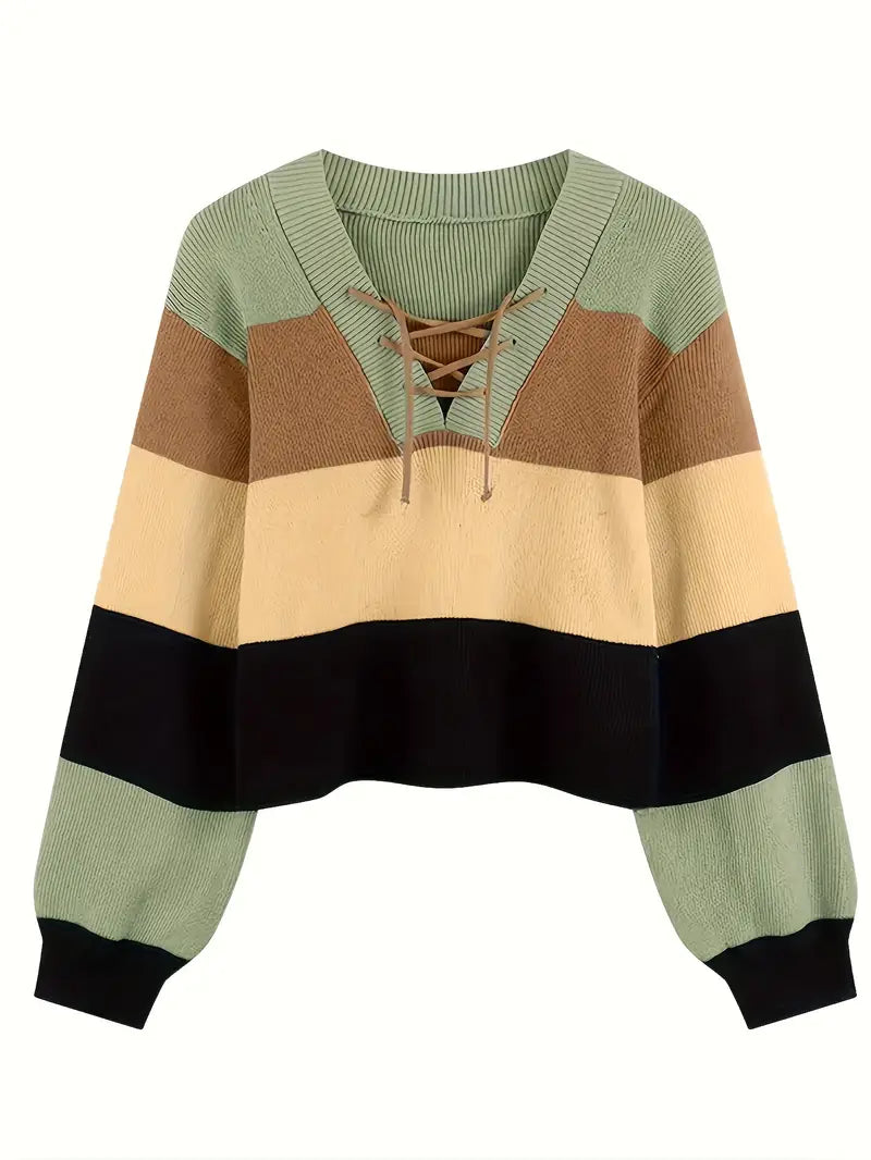 Aquila - multicolor cotton sweater with v-neck