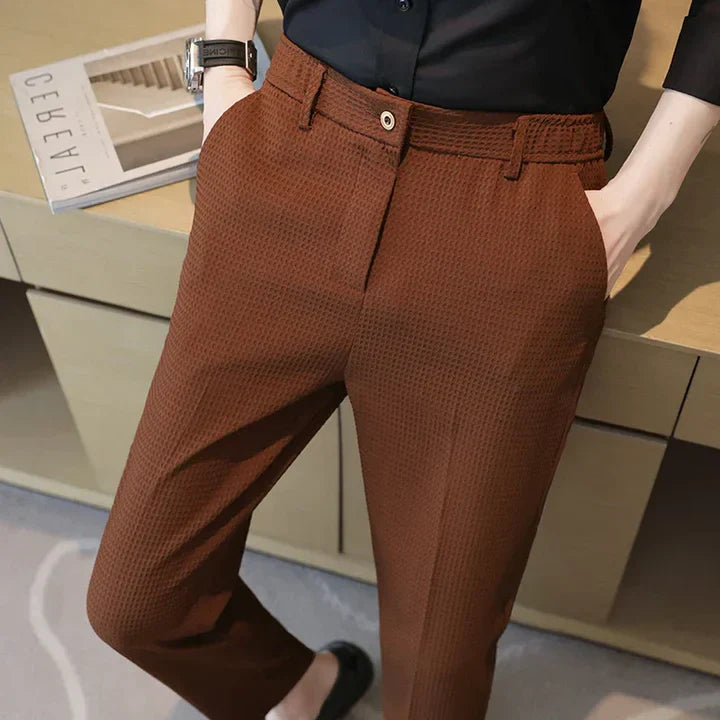 Willem - casual trousers in waffle fabric