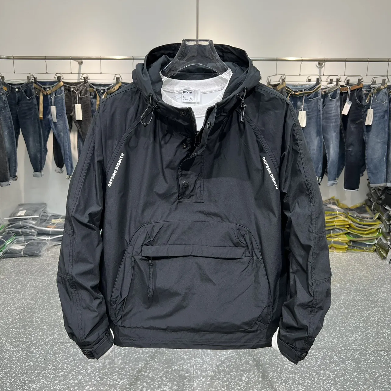 Kenny - men's hooded half-zip jacket