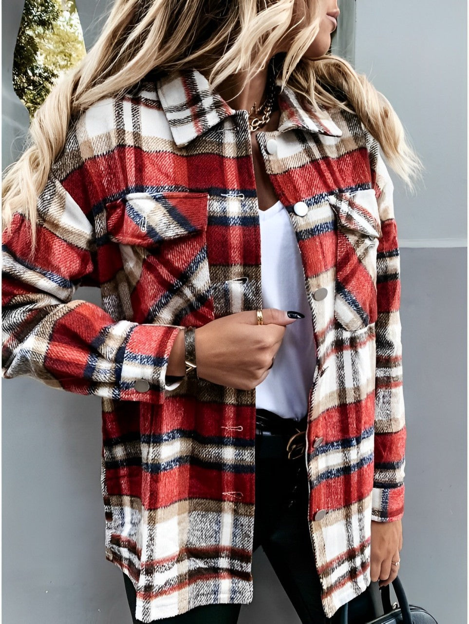 Gagudrun - warm checked shirt jacket with buttons