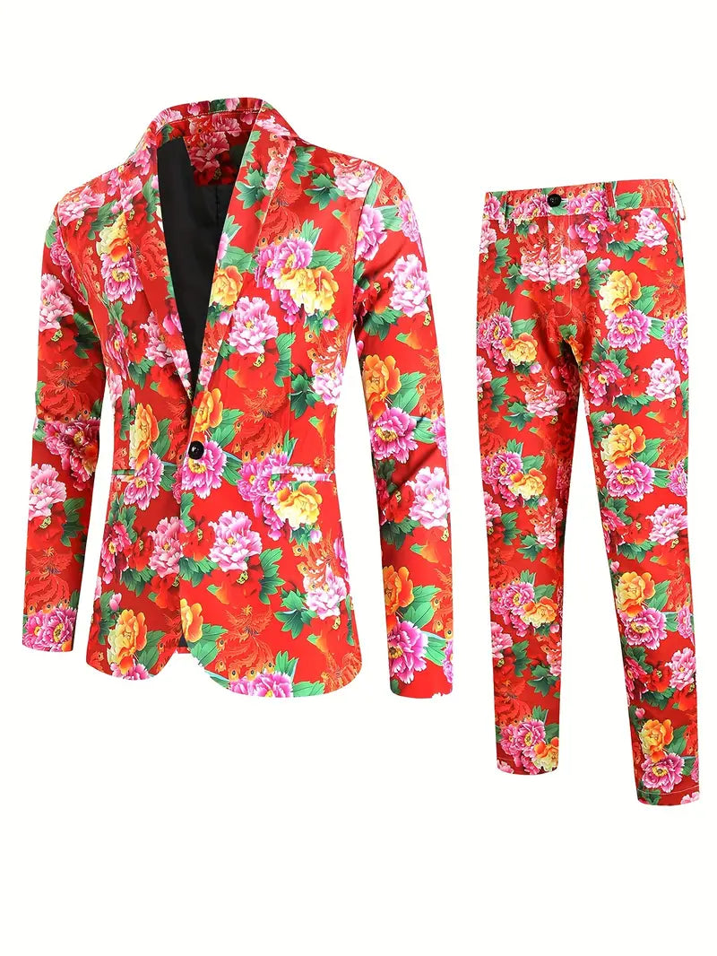 Chic 2-piece suit set with floral pattern