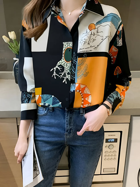 Jaslyn - vintage-inspired blouse with print