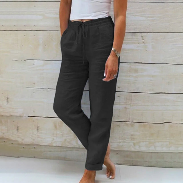 【Cotton and linen】Casual straight-cut trousers