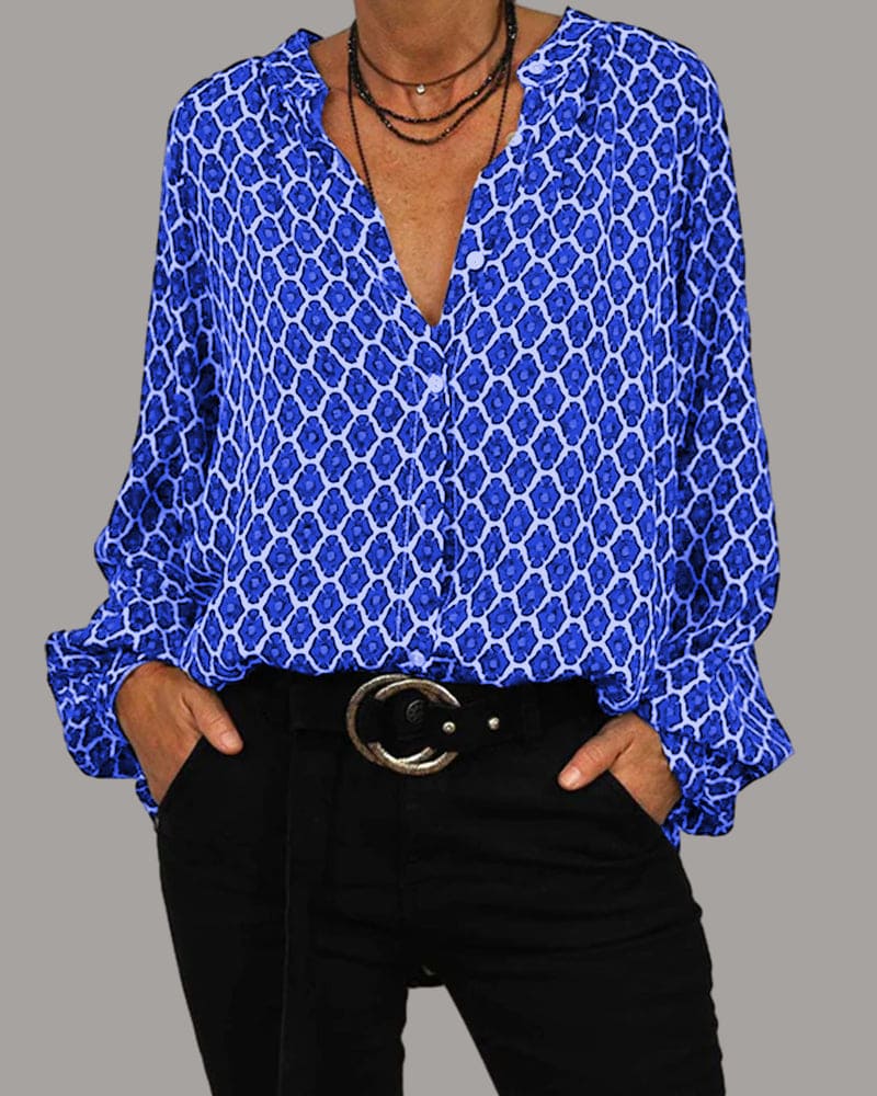 Lena - stylish blouse with v-neck and long sleeves