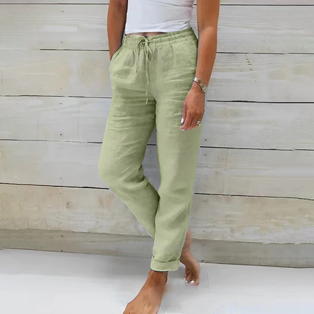 【Cotton and linen】Casual straight-cut trousers