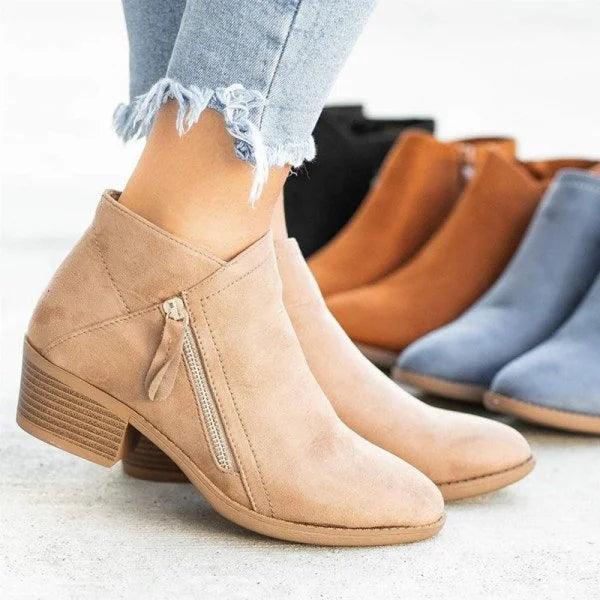 Lederstiefel mit Reißverschluss für Frauen Mivona
