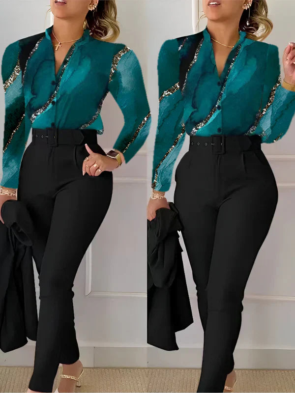 Aranka - v-neck top and high waisted pants