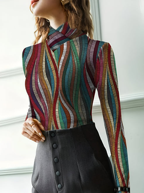 Iosefina - chic colored striped turtleneck shirt