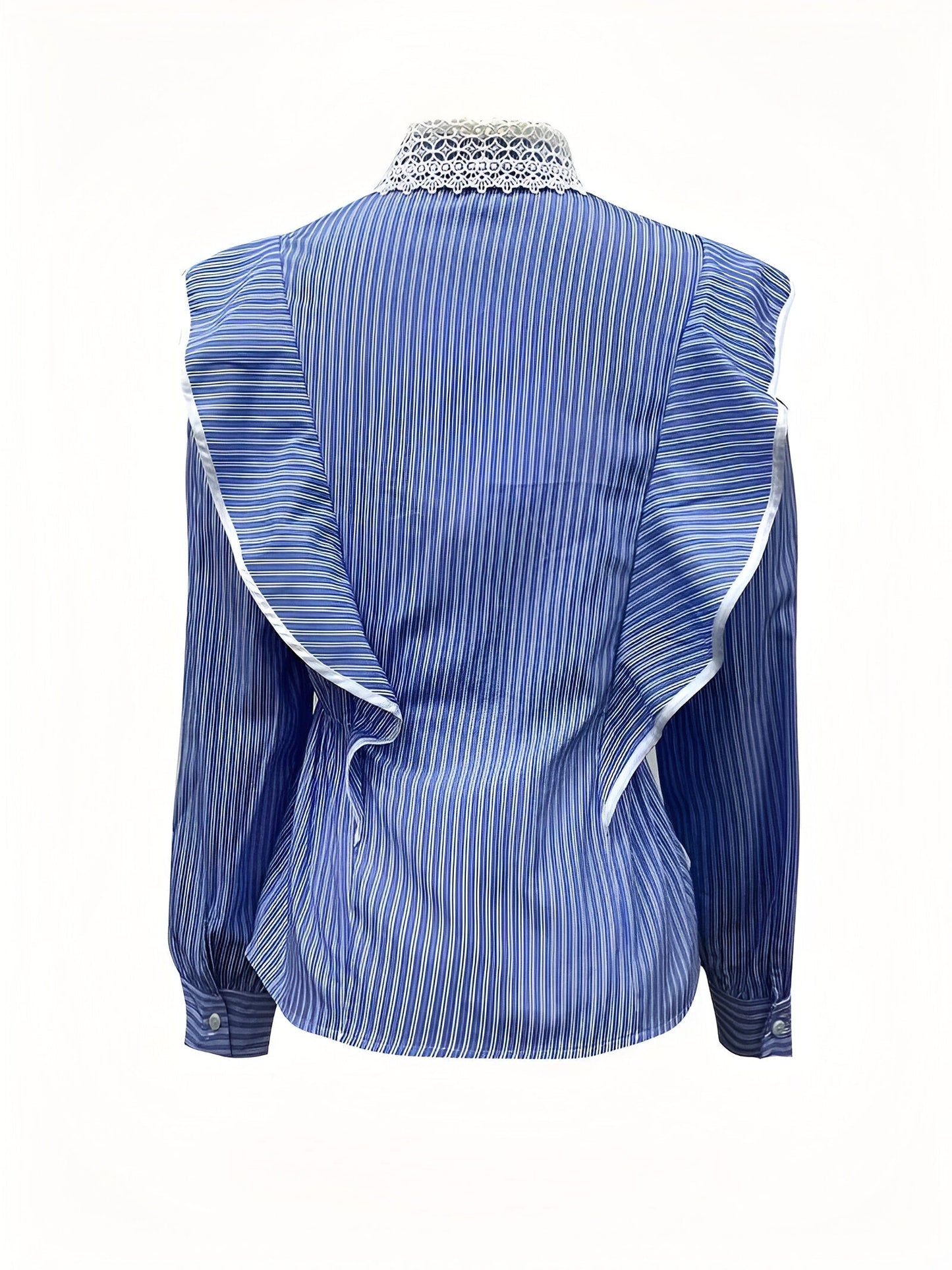 Marleisha | elegant striped shirt with long sleeves, lace and ruffles