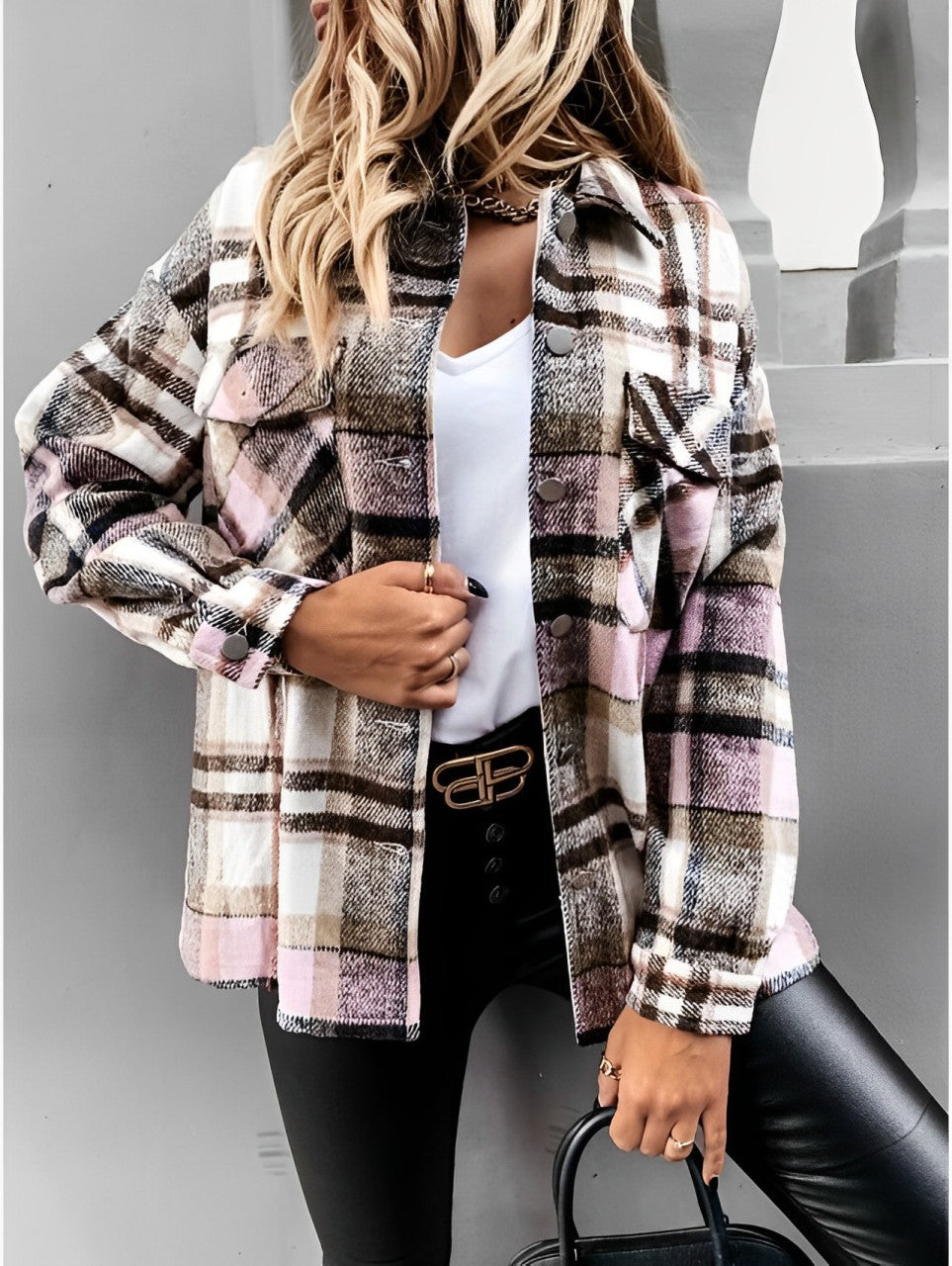 Gagudrun - warm checked shirt jacket with buttons