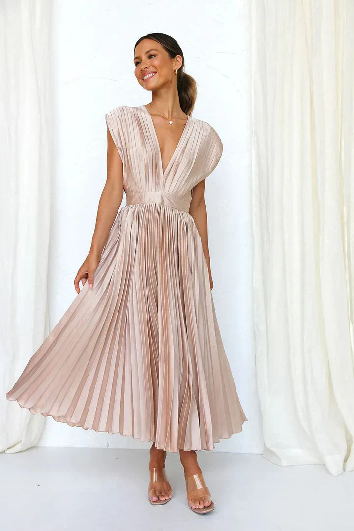 Flurina - aisha pleated midi dress for an elegant look