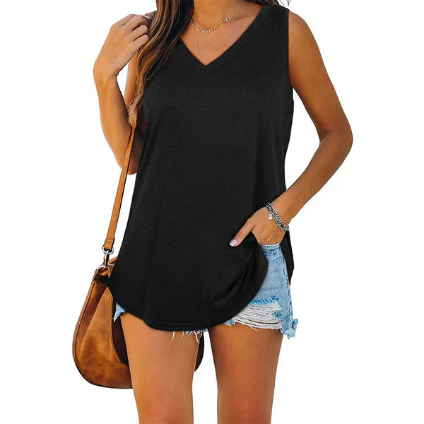 Ophelia - jersey tank top with v-neck