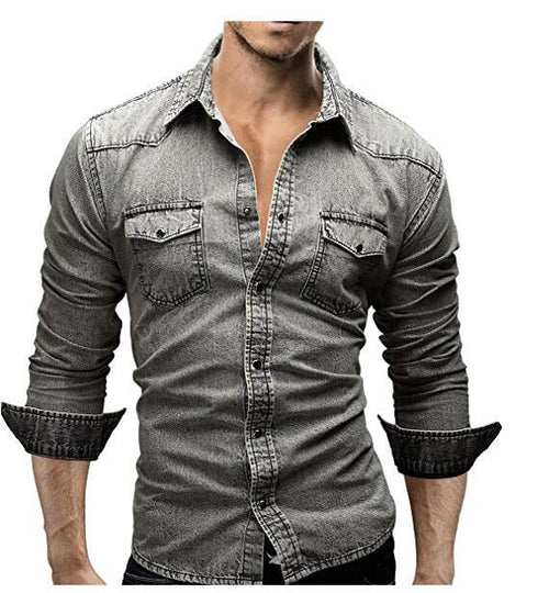 Edward - casual men's long sleeve denim shirt
