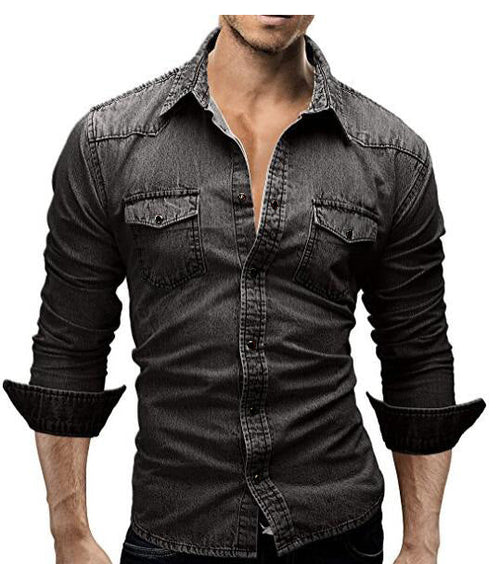 Edward - casual men's long sleeve denim shirt