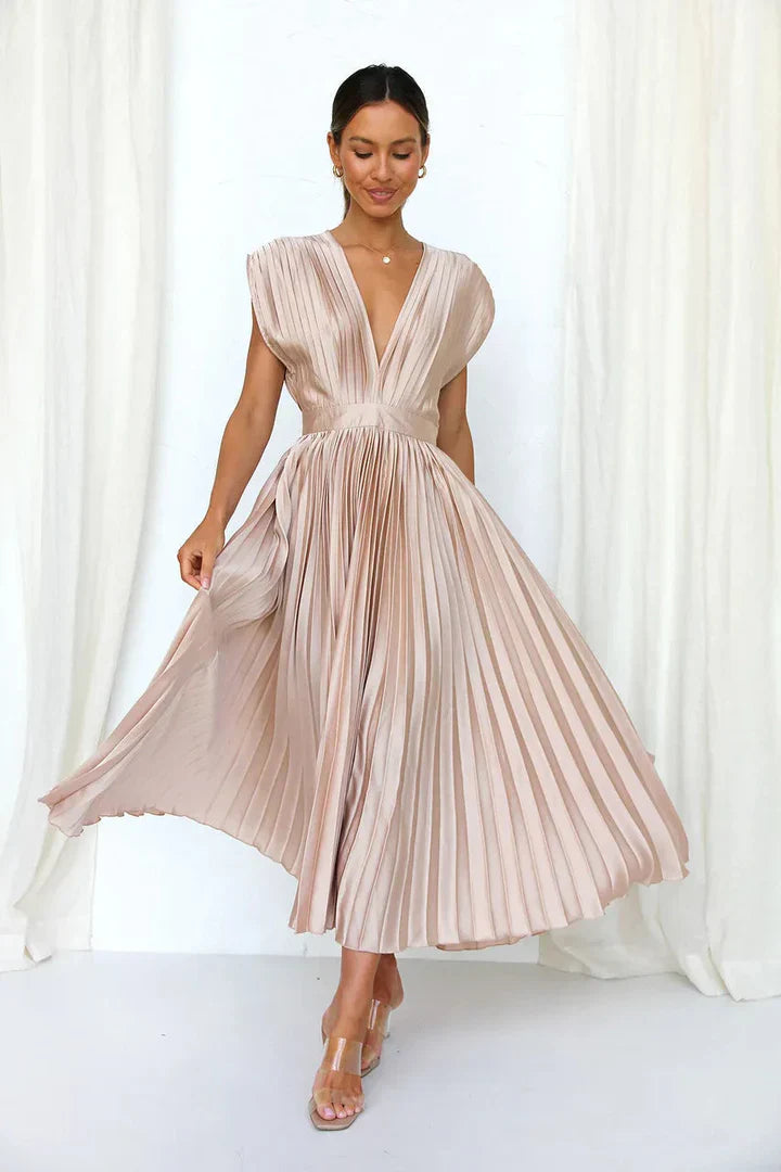 Flurina - aisha pleated midi dress for an elegant look