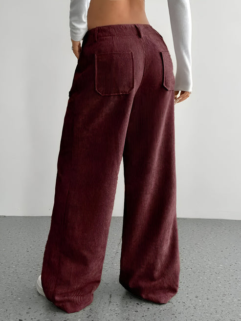Sibille - casual trousers of corduroy with white pijpen