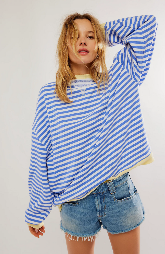 Casual striped women's sweatshirt with contrasting accents