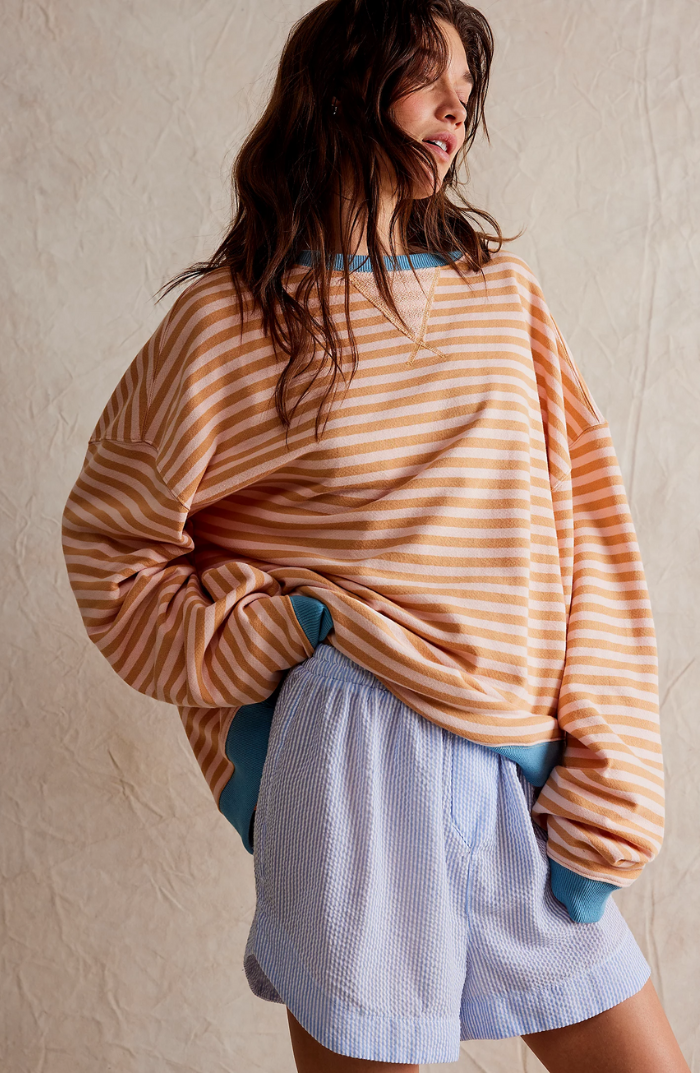 Casual striped women's sweatshirt with contrasting accents