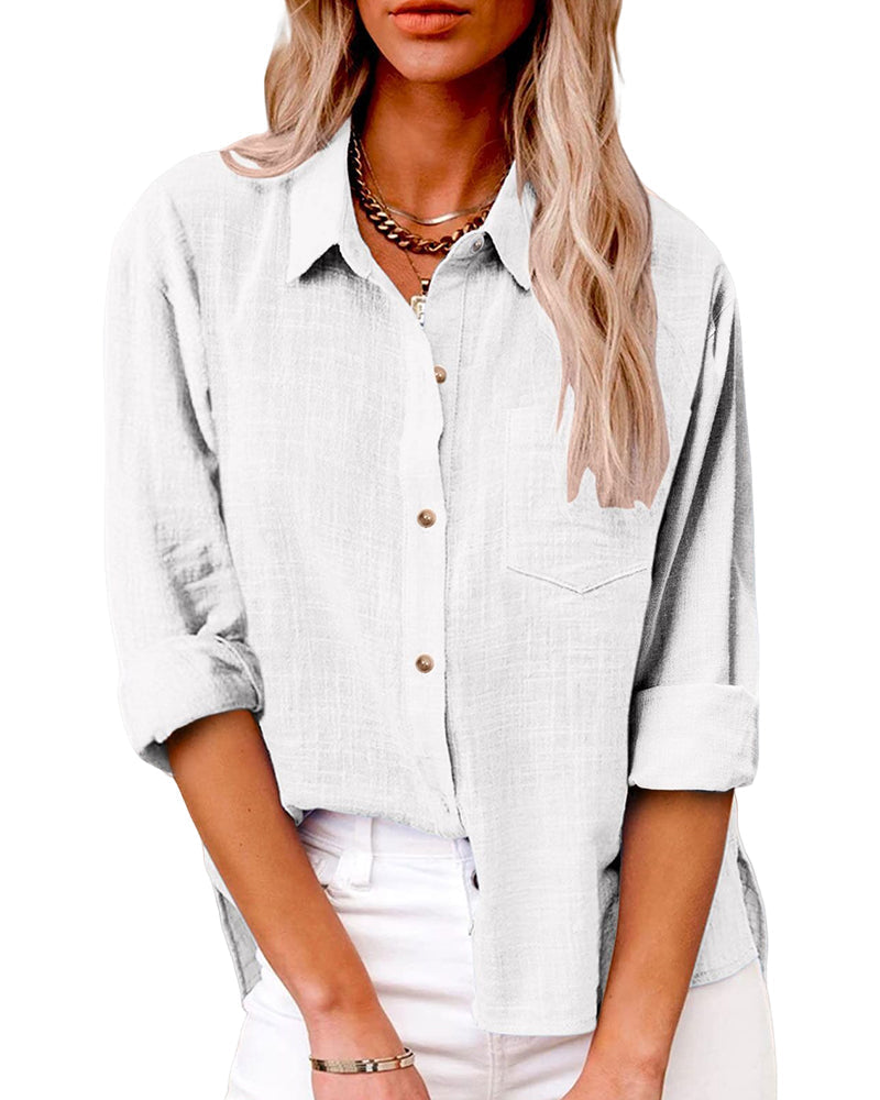 Long-sleeved shirt with breast pockets
