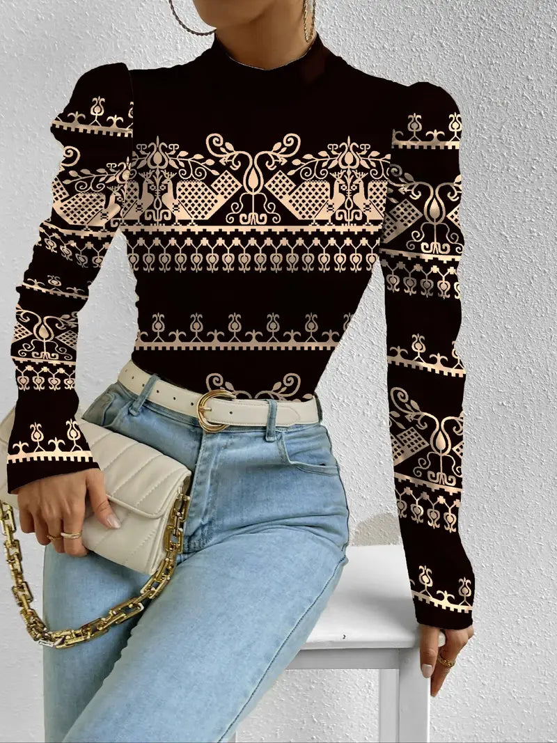 Eira - satin top with floral pattern